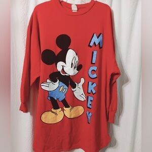 3X25 Vintage SEARS Mickey Red Long Sleeve night gown Size L